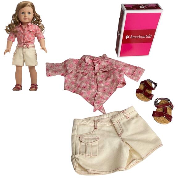 American Girl Nicki Tie Top & Shorts Outfit Shoes Nikki Doll Clothes No Belt Box - Picture 8 of 9